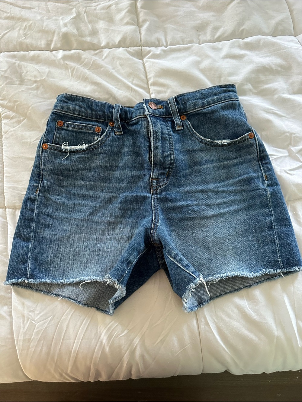 Madewell High-Rise Denim Cutoff Shorts Medium Wash Raw Hem